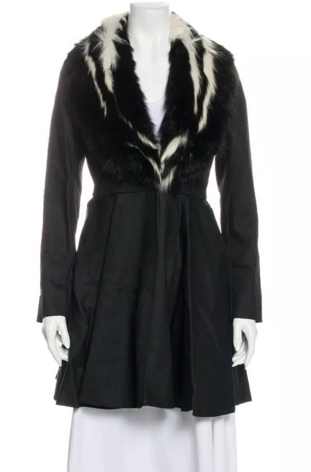 5.8K New Prada Miu Miu Real Fur Black Zebra Coat 2 4 38 40 Jacket Gift Bag S M - Image 1 of 4