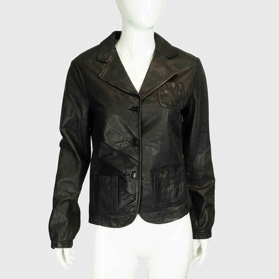 Женская черная кожаная куртка JOHN GALLIANO - Изображение 1 из 4