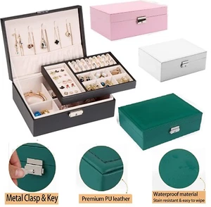 Jewelry Box Organizer Two Layers Large Jewelry Storage Case Gift for Women Girls - Picture 1 of 19