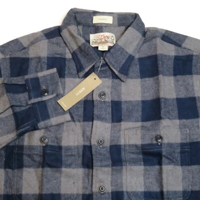 J Crew Midweight Flannel Workshirt Button Up Shirt Buffalo Check Mens Small NWT - Image 1 of 4