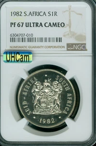 1982 SOUTH AFRICA SILVER 1 RAND NGC PF67 MAC UHCAM & SPOTLESS * - Picture 1 of 2