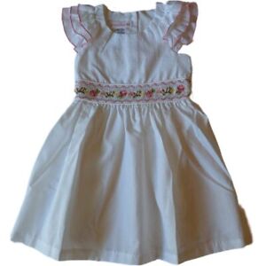 NWT Bonnie Jean Pretty Ruffle Sleeve Floral Embroidery Smocked Dress, Size 3T