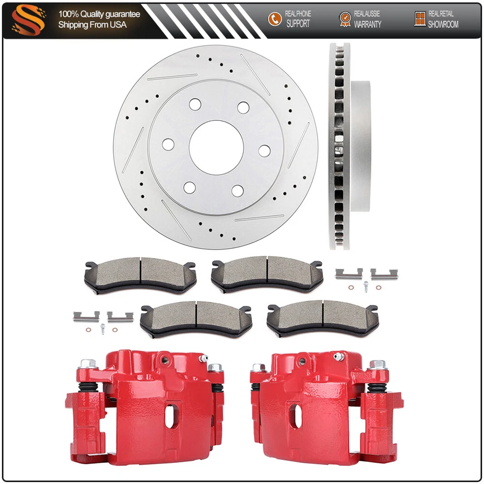 For Cadillac Escalade ESV EXT Front Brake Rotors Calipers And Ceramic Pads Kit Foto 1 de 4