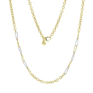 Italian 14k Two-Tone Gold Rolo & Twisted Paper Clip Link Necklace 18" 5.8 grams - Picture 1 of 4