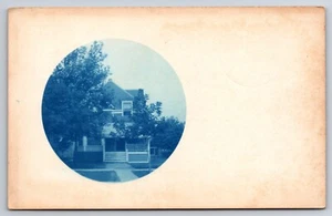 Casa en East Chicago Illinois IL cianotipo c1910 foto real RPPC - Imagen 1 de 2