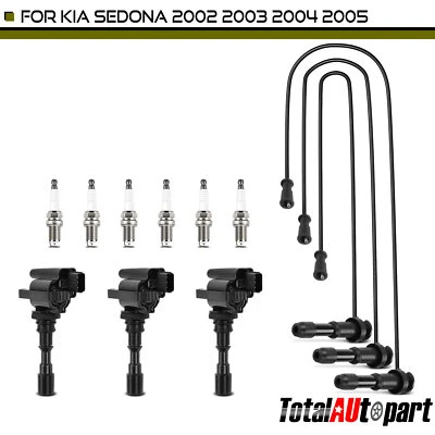 3 个点火线圈和 6 个铱火塞和 3 个电线适用于现代 XG300 XG350 起亚 — 第 1/4 张图片