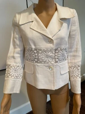 Dolce&Gabbana White Linen Lace Jacket/ Top Sz 44   $1650 - Image 1 of 4