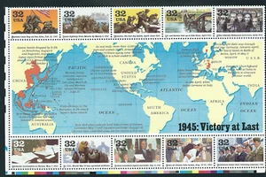 Scott # 2981...32 Cent...WW II...1945: Victory At Last...Block of 10 - Picture 1 of 1