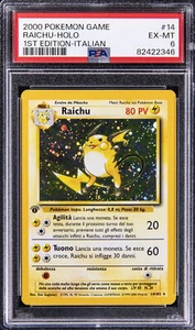 2000 POKEMON BASE SET 1ST EDITION-ITALIAN #14 RAICHU-HOLO PSA 6 - Picture 1 of 2