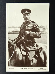 Royalty HIS MAJESTY King George V MILITARY UNIFORM ON HORSEBACK Old RP Postcard - Picture 1 of 2