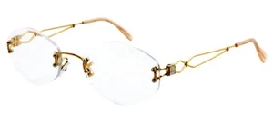 Vintage HENRY JULLIEN 50mm Gold Rimless Eyeglasses Frames Only France - Picture 1 of 7