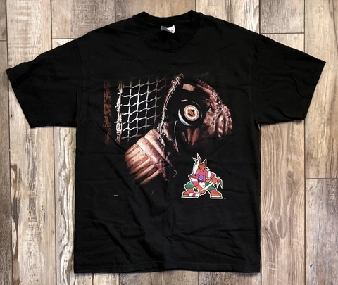 Vintage Phoenix Coyotes T-shirt Black Glove Kachina Hanes Heavyweight Size Large Cover