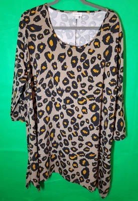 Túnica Avenue Mujer Talla Grande Marrón/Negro Estampado Animal Manga Larga Talla 22/24 Foto 1 de 4