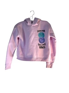 Smiley World Girls Size Large Hoodie Pull Over Pink Multi Graphic - Picture 1 of 6