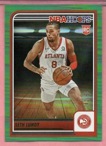 Seth Lundy 2023-24 Panini NBA Hoops Green Holo Foil RC 42/99 Hawks #244 - Picture 1 of 1
