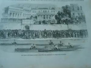 Gravur 1851 - Regatten in Richmond während der Londoner Ausstellung Party - Bild 1 von 1