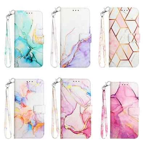 Wallet Marble Flip Case Cover Stand For Samsung Galaxy S25 Ultra S24 S23FE S22 - Picture 1 of 80