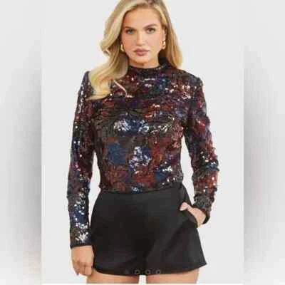 Marciano By Guess JASMINE blouse with floral motifs and sequins NWT Size XS - Image 1 of 4