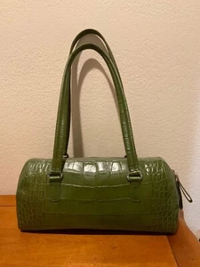 Monsac Barrel Bag Kroko-Prägung grün Leder NEU - Bild 1 von 5