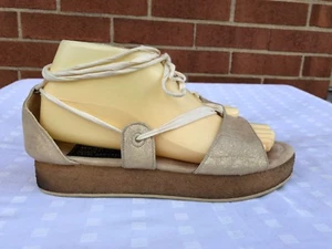 Marc Jacobs Standard Supply Lace Up Gold leather Sandals Shoes Size EUR 38-US 8 - Picture 1 of 11