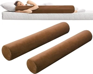 Wesiti 2 Pcs 47 x 7.48 in Long Bolster Round Body Pillow 47 x 7.48 - Brown - Picture 1 of 8