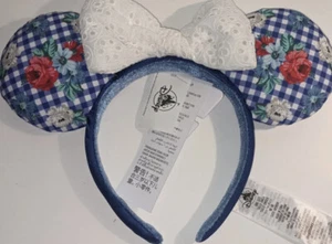 Neu Gingham Cottage Karo Blumen Minnie Maus Schleife Ohren Stirnband Disney Parks - Bild 1 von 1