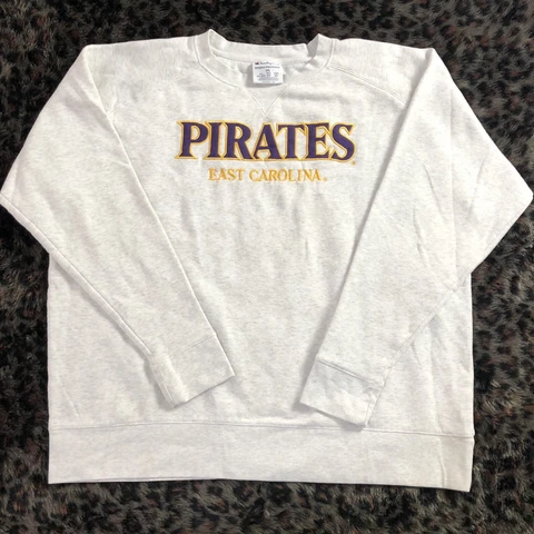 Champion Brand East Carolina University Pirates Crewneck Sweatshirt 2XL XXL Gray Cover