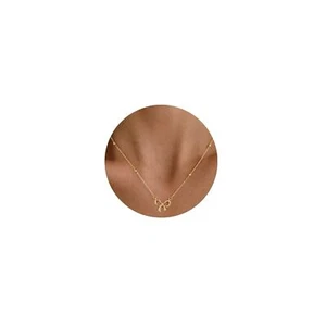 Gold/Silver Necklace for Women,Bow Necklace Dainty 14K Gold Plated Tiny Bow P... - Picture 1 of 9
