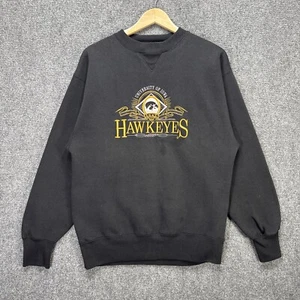 Felpa vintage Iowa Occhi di Falco uomo media nera anni 90 college USA università - Foto 1 di 6