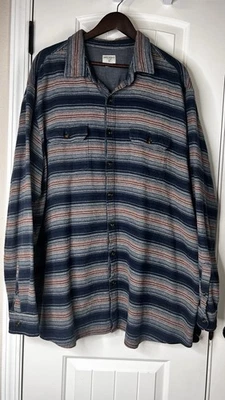 Men’s Flannel Shirt L/S Striped Sz 2XL Tall Standard Fit Outdoors Coastal Surfer - Image 1 of 4