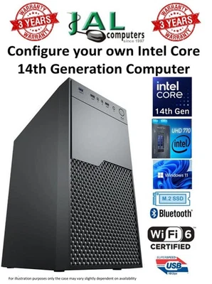 Intel Core 14th Gen i5 i7 i9 DDR5 PC Configure your own Win 11 Pro WiFi 6e/BT 5 - Image 1 of 4
