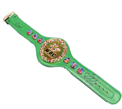 Julio Cesar Chavez, Juan Manuel Signed FS WBC Championship Boxing Belt PSA - Image 1 of 4