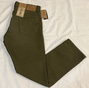NWT-Polo Ralph Lauren Men's The Hampton Relaxed Straight jeans olive Green-40x32 - Picture 1 of 10