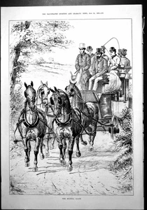 Old Boxhill Coach Horses Blinkers Ladies Gentlemen Luggage Trees 1879 Victorian - Picture 1 of 1