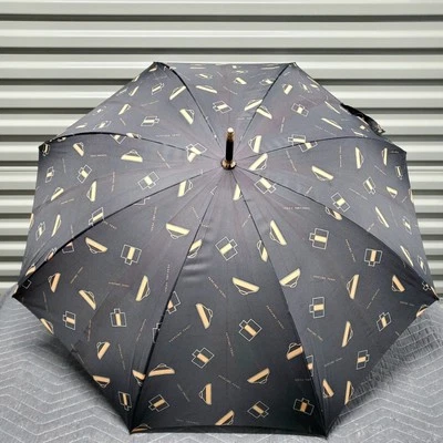 Vintage Fendi Parfums Umbrella J handle Black Brass All Over Print *SEE PHOTOS* - Image 1 of 4