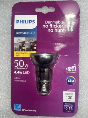 Philips PAR16 Bright White 4.4W = 50W LED Indoor Flood Light Bulb - Image 1 of 4