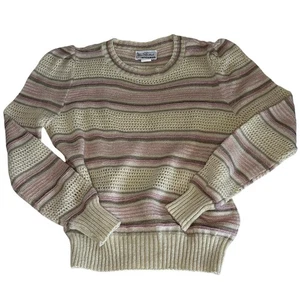 Vintage 80er Pointelle Puff Schulter Pullover Damen M | Creme | Retro Twee Y2K - Bild 1 von 12