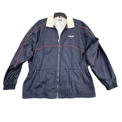 Vintage 90s Fila Blue White Red Full Zip-Up Windbreaker Jacket Size Large - Image 1 of 4