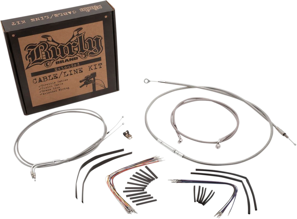 Burly编织不锈钢电缆/制动线套件14英寸猿衣架B30-1049 — 第 1/1 张图片