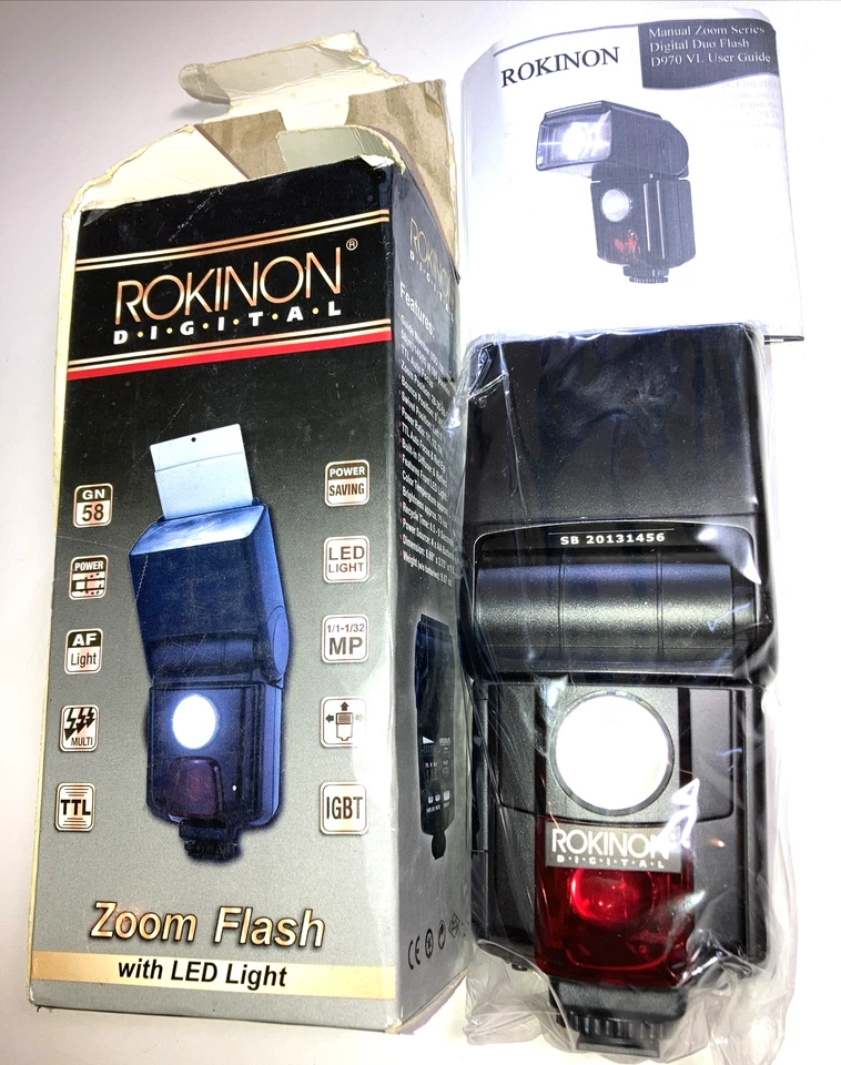 Rokinon D970VL Zoom Flash LED Light TTL Auto Focus New Open Box Sealed Unit - Image 1 of 4