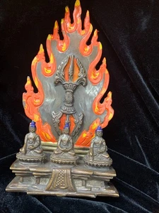 10.6 Inches WOW Large Tibetan Copper Hand Made *Ritual 3Buddhas* Statue !!!! - Picture 1 of 13
