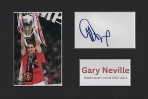 Gary Neville Hand Signed Mount A4 Autograph Inc COA Man Utd - Picture 1 of 1