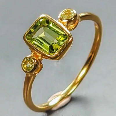 Anillo Hecho a Mano Anillo Peridoto Natural Plata de Ley 925 Talla 8/R446572 Foto 1 de 4