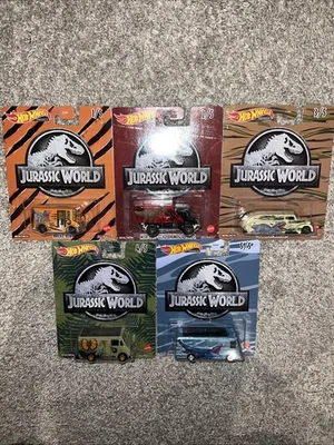 Hot Wheels Premium 2022 Jurassic World Juego Completo de 5 Vehículos Diecast DLB45 Foto 1 de 4