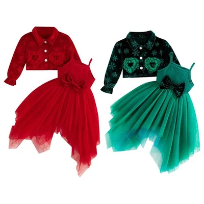 Baby Mädchen Hochzeit Weihnachten Prinzessin Kleider und Samt Jacke Cardigan - Bild 1 von 3