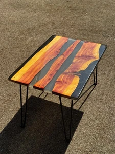 36"x24" Epoxy Dining Table Countertop Live Edge Acacia Wood Luxury Furniture Dec - Picture 1 of 10