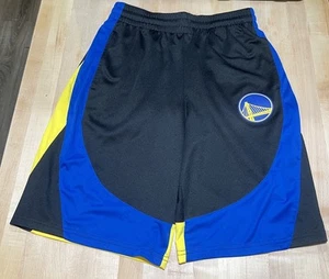 NBA U Golden State Warrior Basketball Shorts Black /Blue /Yellow Men's Sz Med - Picture 1 of 7