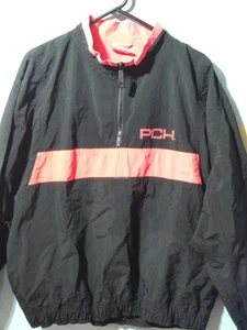 Rare Vintage PACIFIC COAST HIGHWAY Sport Track Windbreaker Jacket L Black/PINK  - Picture 1 of 11