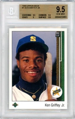 Ken Griffey Jr 1989 Upper Deck #1 Rookie RC BGS 9,5 gema como nueva Marineros MVP HOF Foto 1 de 2