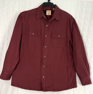 Red Head Flannel Lined Collared Work Shirt Burgundy Snap Close Long Sleeve - Picture 1 of 8